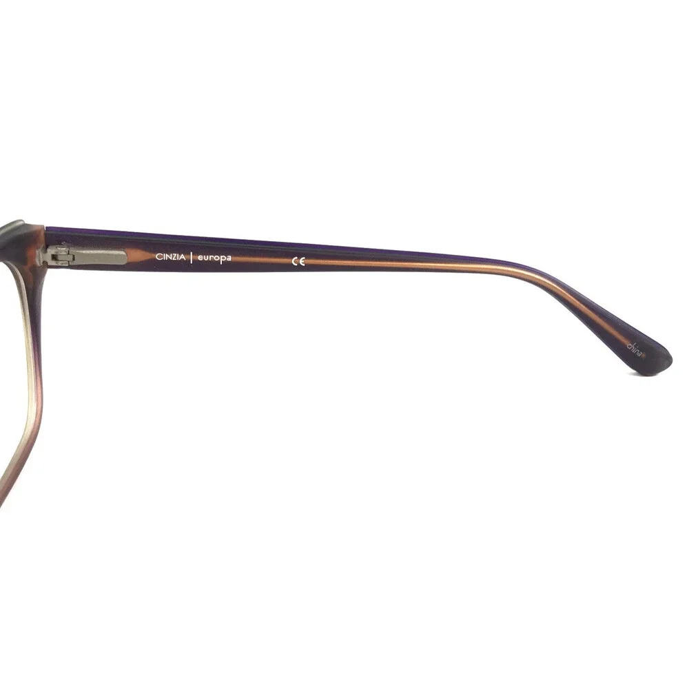 Cinzia Eyeglasses Frames CIN-5047 C3 Shiny Brown Cat Eye Full Rim 53-17-135